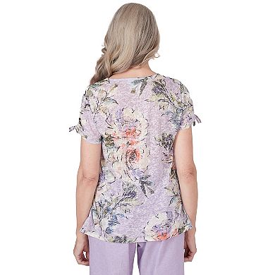 Women's Alfred Dunner Short Sleeve Burnout Floral Top