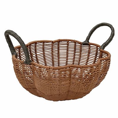 2 pumpkin selling wicker baskets with handles large & medium