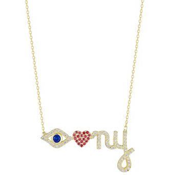 Sunkissed Sterling 14k Gold Over Silver Cubic Zirconia "I Love NY" Necklace