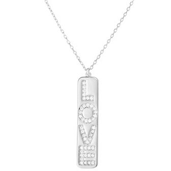 Sunkissed Sterling 14k Gold Over Silver Cubic Zirconia "Love" Bar Necklace
