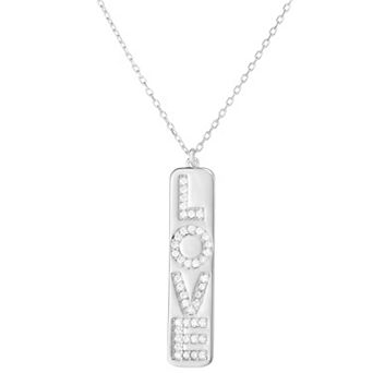Sunkissed Sterling 14k Gold Over Silver Cubic Zirconia "Love" Bar Necklace