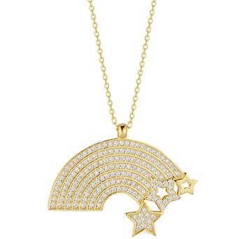 Sunkissed Sterling 14k Gold Over Silver Cubic Zirconia Rainbow & Star Necklace