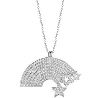 Sunkissed Sterling 14k Gold Over Silver Cubic Zirconia Rainbow & Star Necklace