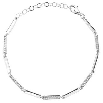 Sunkissed Sterling 14k Gold Over Silver Cubic Zirconia Bar Anklet