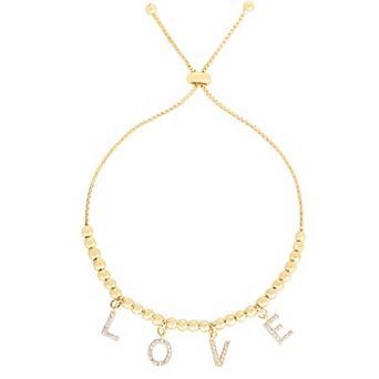Sunkissed Sterling Cubic Zirconia LOVE Adjustable Bracelet
