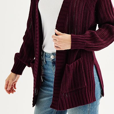 Juniors SO Open Front Cardigan