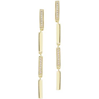 Sunkissed Sterling Cubic Zirconia Bar Drop Earrings