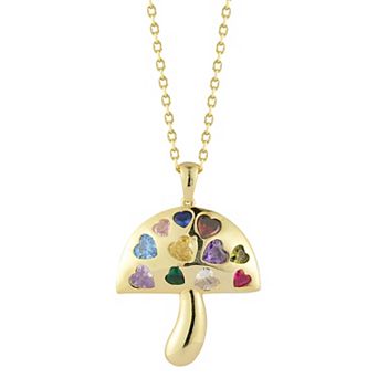 Sunkissed Sterling Cubic Zirconia Mushroom Heart Pendant Necklace