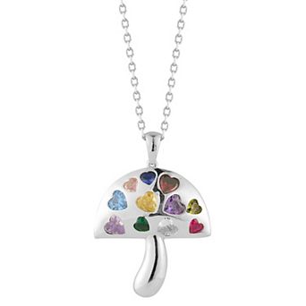 Sunkissed Sterling Cubic Zirconia Mushroom Heart Pendant Necklace