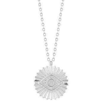 Sunkissed Sterling Cubic Zirconia Eye Medallion Pendant Necklace
