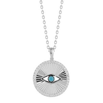 Sunkissed Sterling Cubic Zirconia & Synthetic Turquoise Eye Pendant Necklace