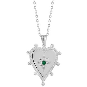 Sunkissed Sterling Cubic Zirconia Heart North Star Pendant Necklace