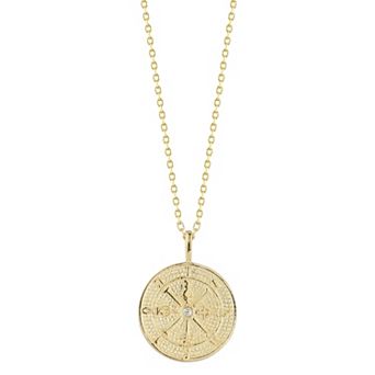 Sunkissed Sterling Cubic Zirconia Compass Medallion Pendant Necklace