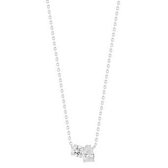 Sunkissed Sterling Cubic Zirconia Two Stone Pendant Necklace