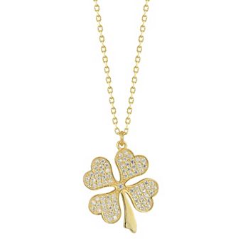 Sunkissed Sterling Cubic Zirconia Heart Clover Pendant Necklace