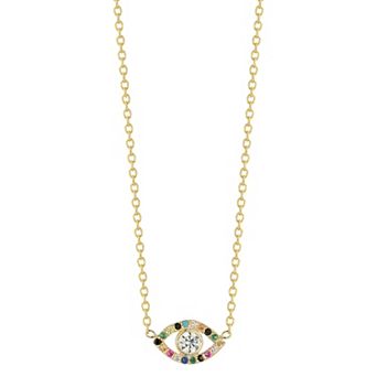 Sunkissed Sterling Cubic Zirconia Rainbow Eye Pendant Necklace
