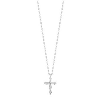 Sunkissed Sterling Cubic Zirconia Dainty Cross Pendant Necklace