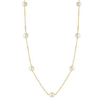 Sunkissed Sterling Freshwater Cultured Pearl Station Choker Necklace