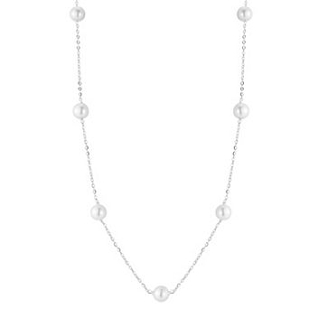 Sunkissed Sterling Freshwater Cultured Pearl Station Choker Necklace