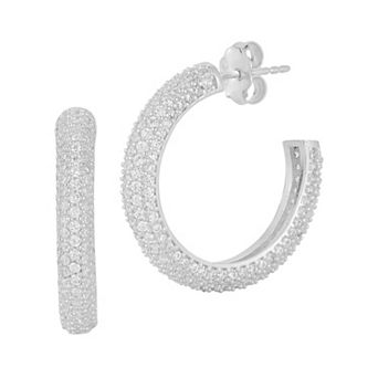 Sunkissed Sterling Cubic Zirconia Small Pave Hoop Earrings