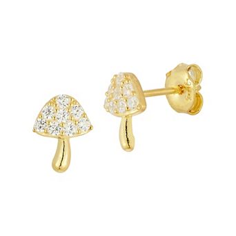 Sunkissed Sterling Cubic Zirconia Mushroom Stud Earrings
