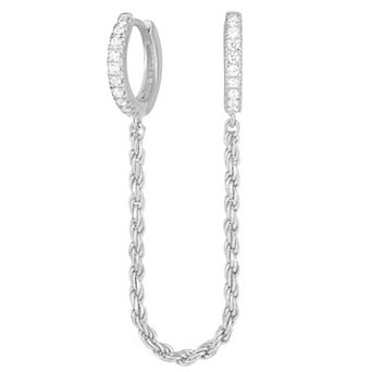 Sunkissed Sterling Silver Cubic Zirconia Rope Double Pierced Earring