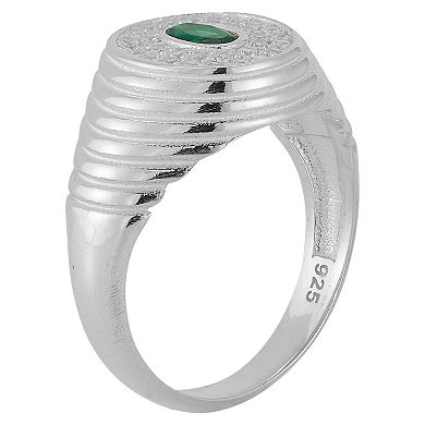 Sunkissed Sterling Cubic Zirconia Ribbed Signet Ring