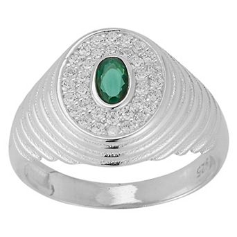 Sunkissed Sterling Cubic Zirconia Ribbed Signet Ring