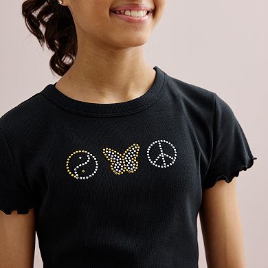 Girls 7-16 SO® Lettuce Edge Rib Baby Tee in Regular & Plus Size