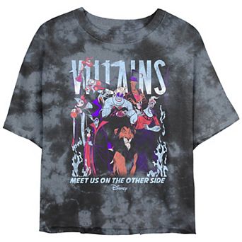 Disney's Villains Juniors' "Meet Us On The Other Side" Cropped Stone Wash Graphic Tee
