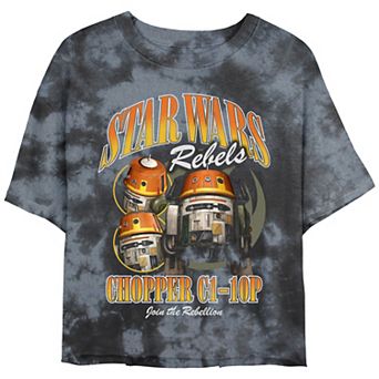 Juniors' Star Wars Chopper C1-10P Cropped Graphic Tee