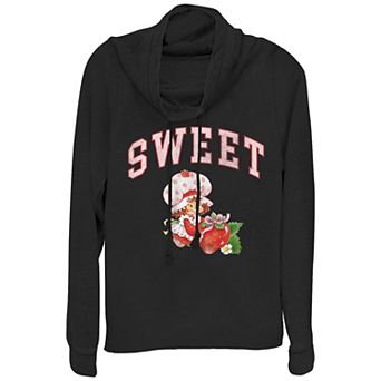 Juniors' Strawberry Shortcake Sweet Cowlneck Graphic Lightweight Long Sleeve