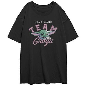 Juniors' The Mandalorian Team Grogu Oversize Graphic Tee