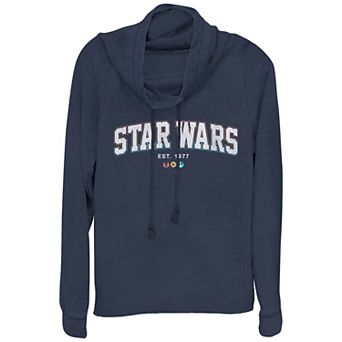 Juniors' Star Wars Est. 1977 Cowlneck Graphic Lightweight Long Sleeve