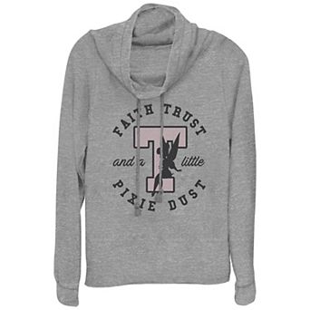 Disney's Tinker Bell Faith Trust And A Little Pixie Dust Stamp Juniors' Cowlneck Graphic Lightweight Long Sleeve