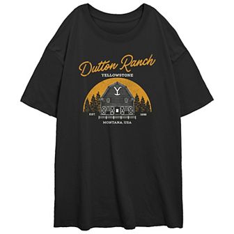 Juniors' Yellowstone Dutton Ranch Montana, USA Oversize Graphic Tee