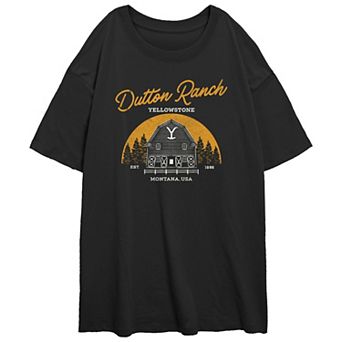 Juniors' Yellowstone Dutton Ranch Montana, USA Oversize Graphic Tee