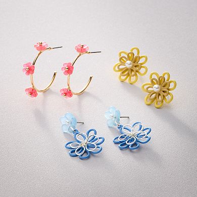 LC Lauren Conrad Simulated Pearl Wire Flower Stud Earrings