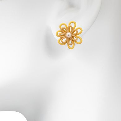 LC Lauren Conrad Simulated Pearl Wire Flower Stud Earrings