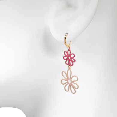 LC Lauren Conrad Two Tone Wire Flowers Double Drop Earrings