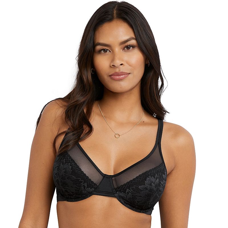 Bali® One Smooth U® Lightweight Lace Underwire Minimizer Bra DF3386, Women's, Size: 42 C, Black