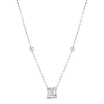 Sunkissed Sterling Sterling Silver Cubic Zirconia Baguette Cluster Necklace