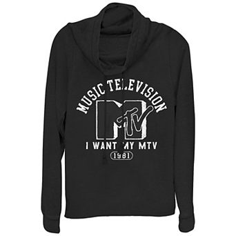 Juniors' MTV Music College Redux Cowlneck Graphic Lightweight Long Sleeve