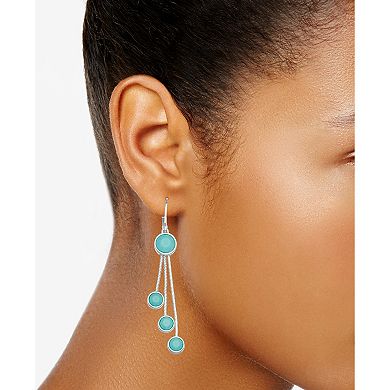 Napier Seasonal Color Illusion Silver Tone Turquoise Enamel Linear Earrings