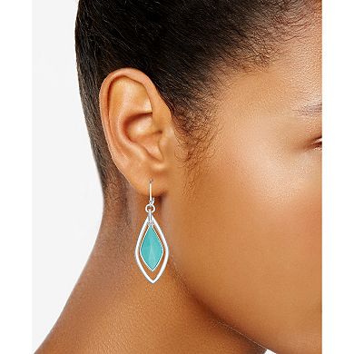 Napier Seasonal Color Illusion Silver Tone Turquoise Enamel Orbital Earrings