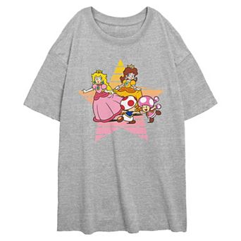 Juniors' Super Mario Bros Princess Peach And Friends Oversize Graphic Tee
