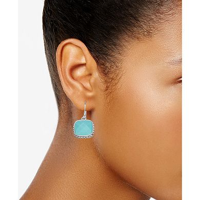 Napier Seasonal Color Illusion Silver Tone Turquoise Enamel Square Earrings