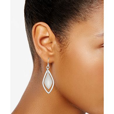 Napier Seasonal Color Illusion Silver Tone White Enamel Orbital Earrings