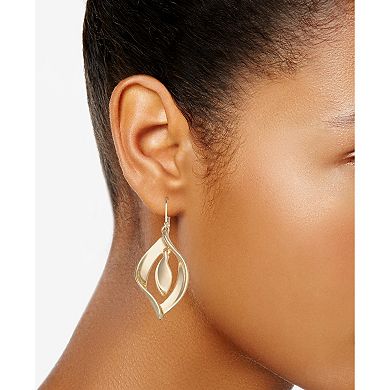 Napier Gold Tone Twisted Petals Orbital Earrings