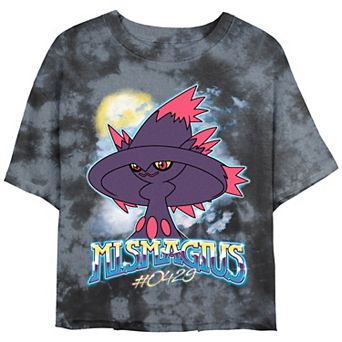 Juniors' Pokemon Ghostly Mismagius Crop Top Bombard Wash Graphic Tee